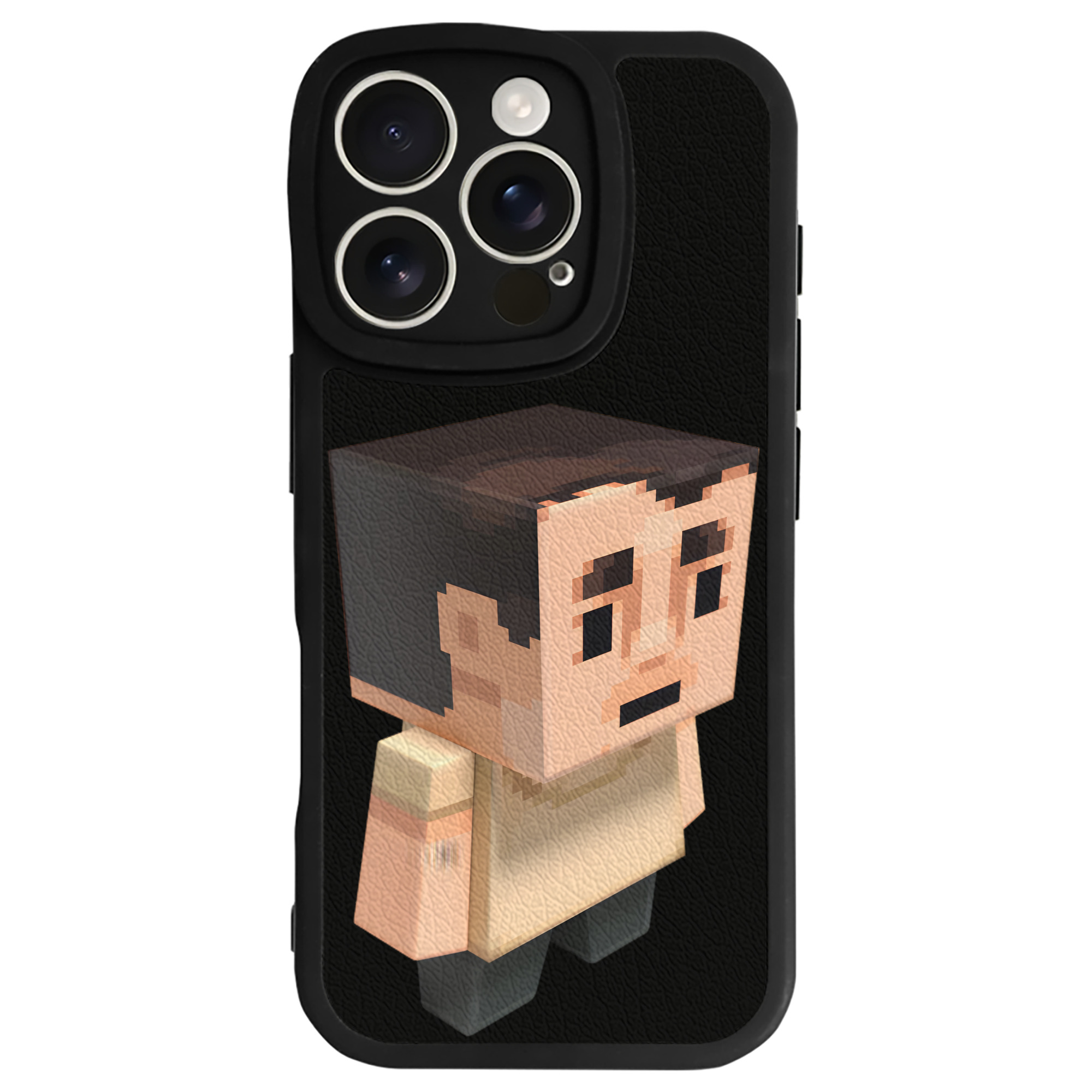 （画像用） マインクラフト ブロックの世界 Minecraft MC Block world 【iPhone 16シリーズ対応】シリコンスマホケース（レザー調） 材質：シリコン